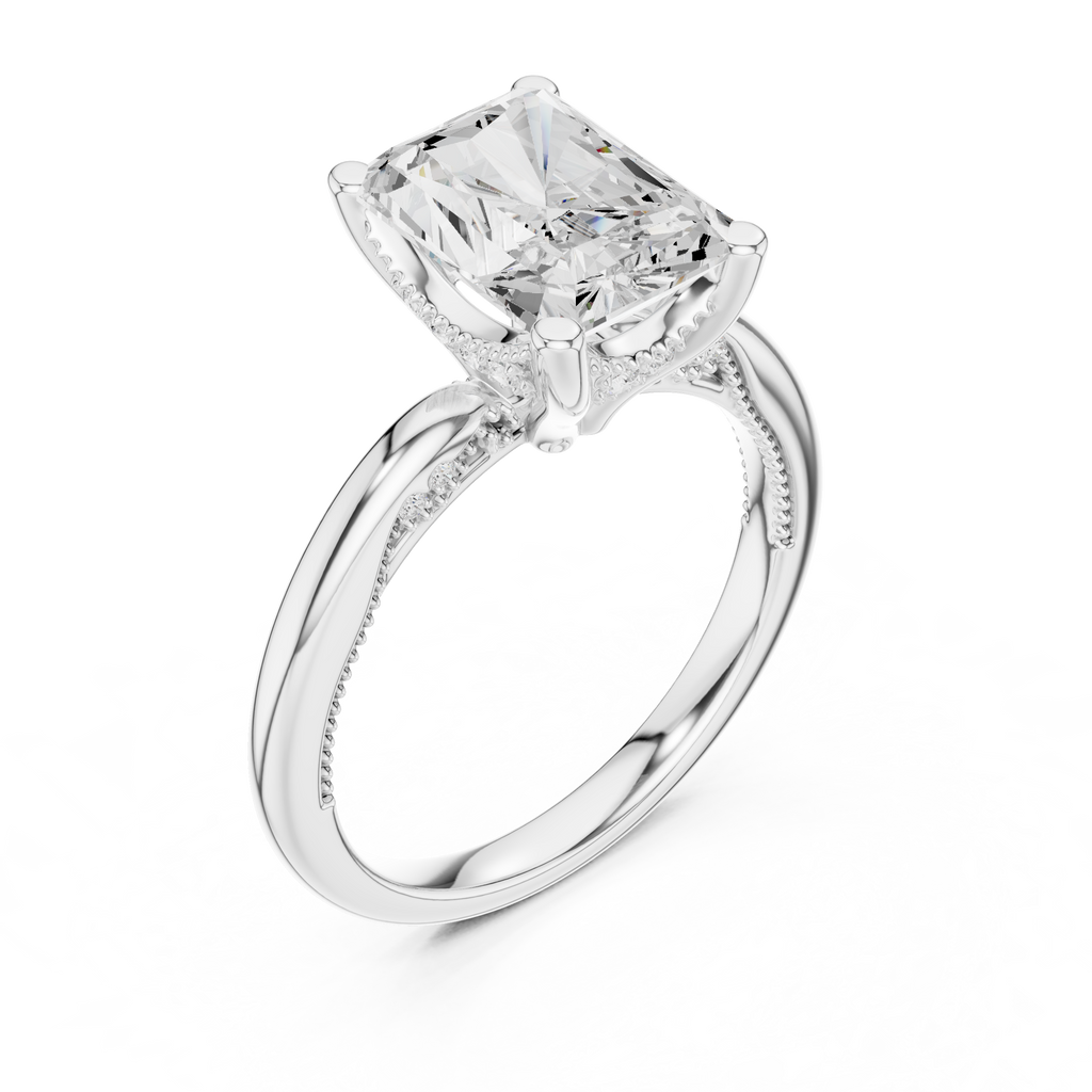 2.50 CT Radiant Cut Cathedral Diamond Engagement Ring with Hidden Pavé Gallery