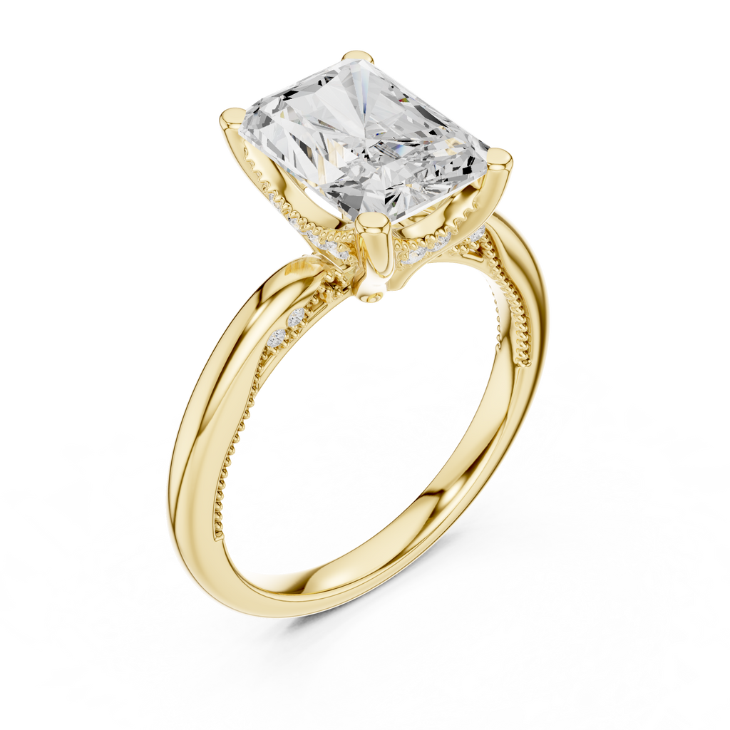 2.50 CT Radiant Cut Cathedral Diamond Engagement Ring with Hidden Pavé Gallery