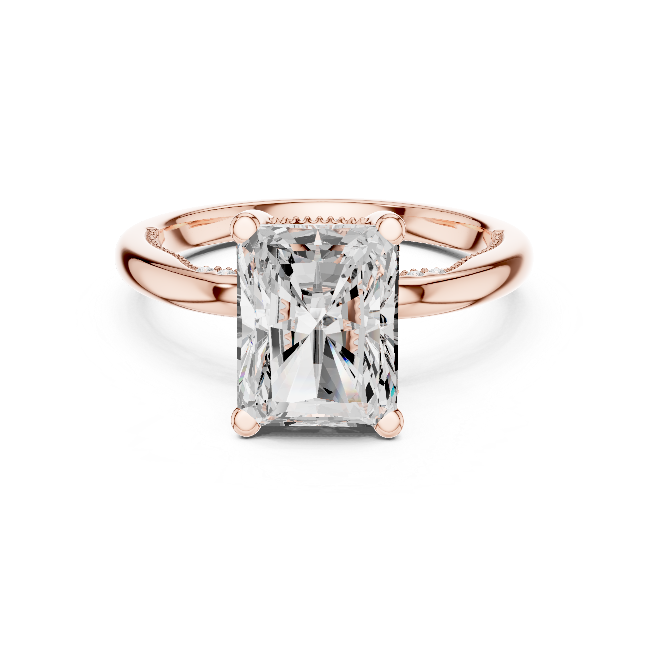 2.50 CT Radiant Cut Cathedral Diamond Engagement Ring with Hidden Pavé Gallery