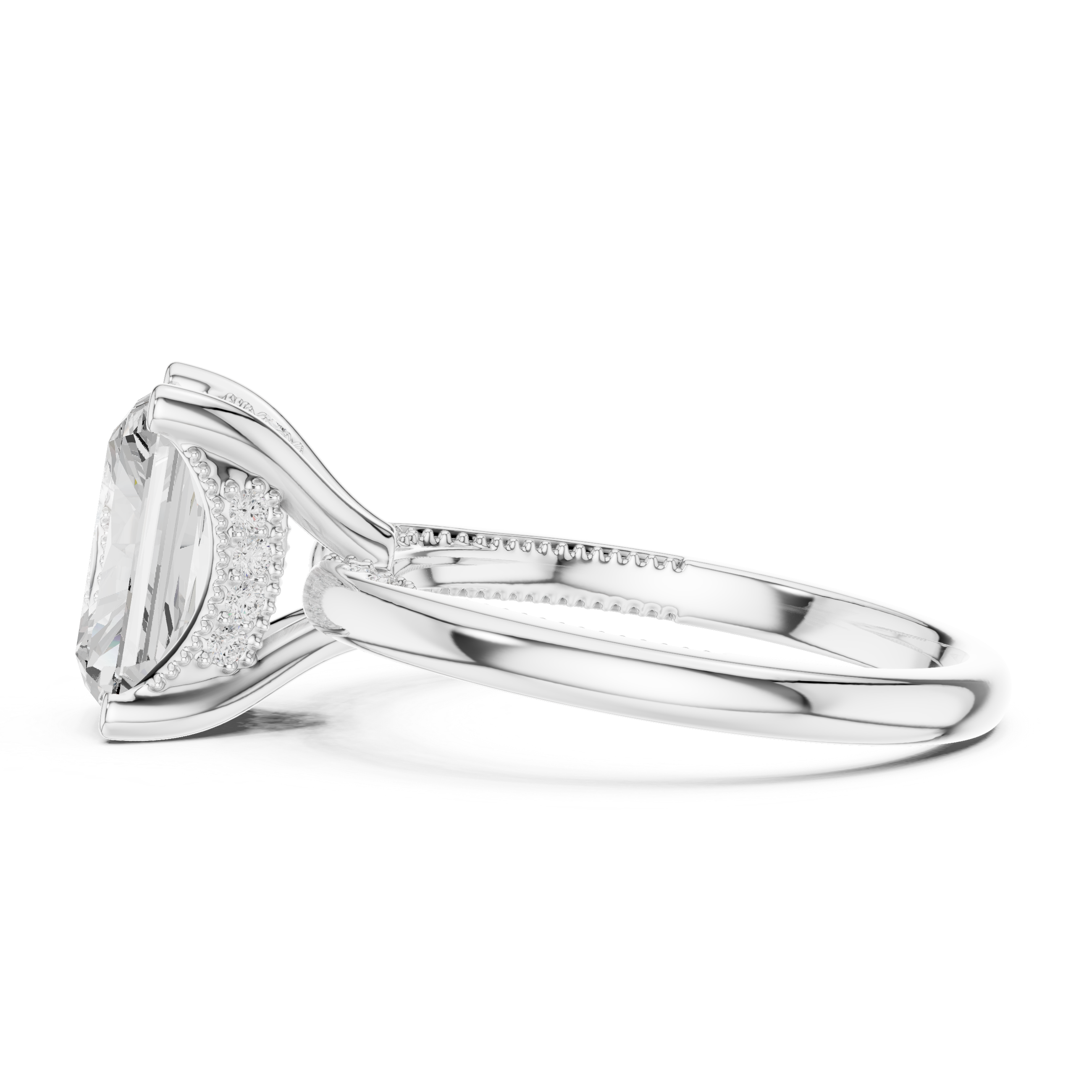 2.50 CT Radiant Cut Cathedral Diamond Engagement Ring with Hidden Pavé Gallery