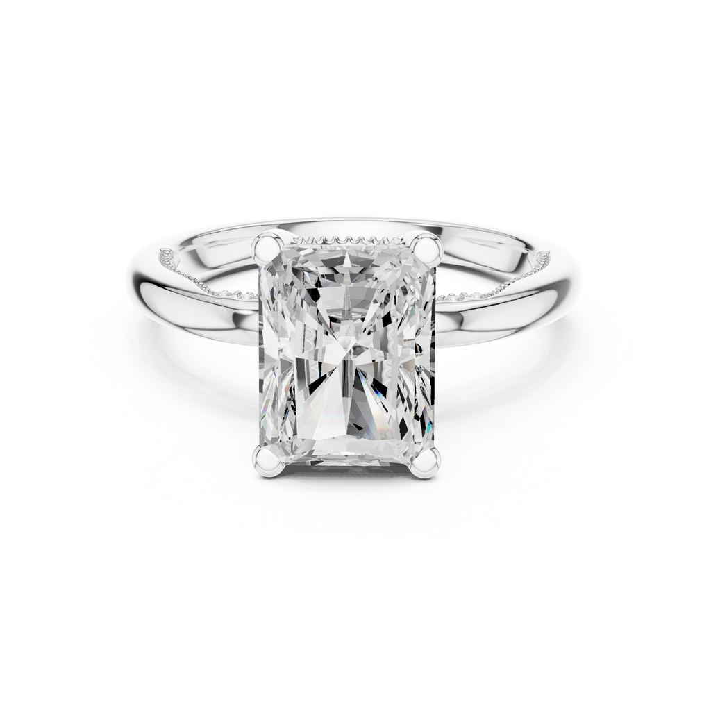 2.50 CT Radiant Cut Cathedral Diamond Engagement Ring with Hidden Pavé Gallery