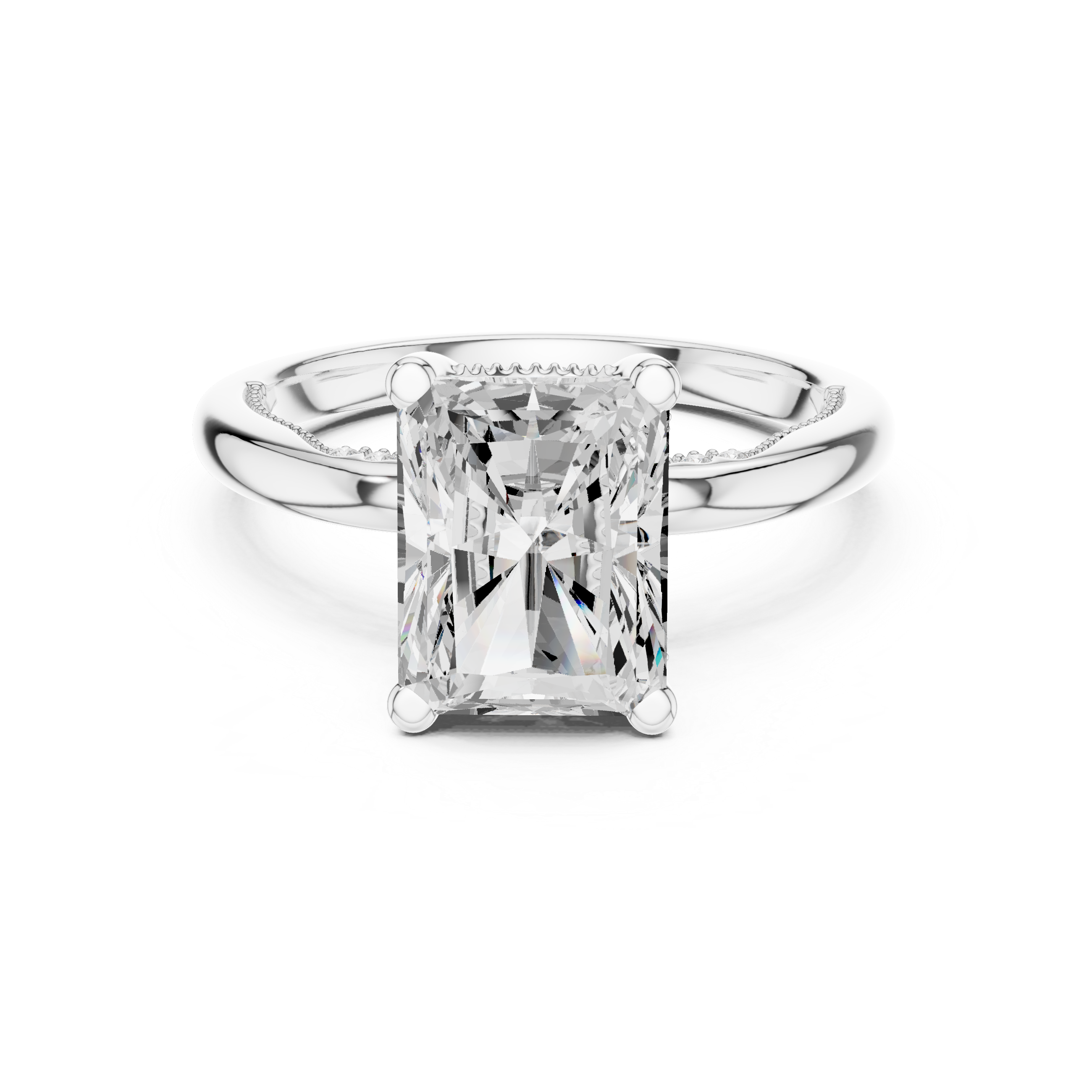 2.50 CT Radiant Cut Cathedral Diamond Engagement Ring with Hidden Pavé Gallery