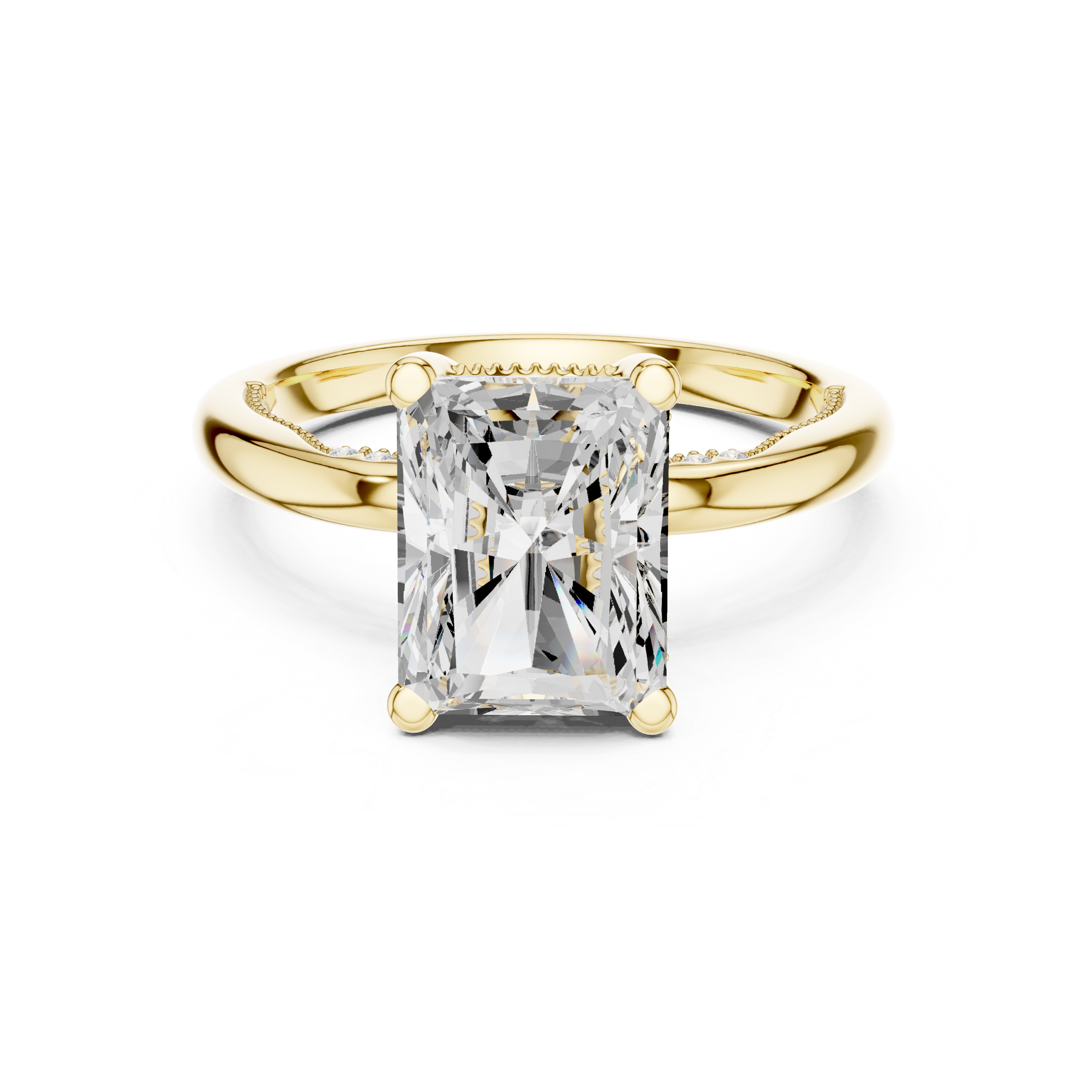2.50 CT Radiant Cut Cathedral Diamond Engagement Ring with Hidden Pavé Gallery