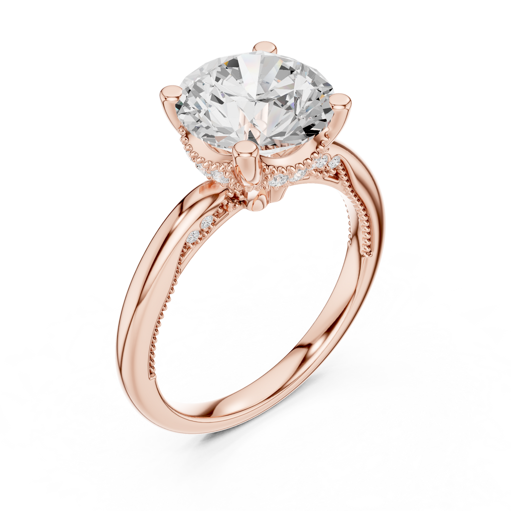 2.50 CT Round Brilliant Cathedral Diamond Engagement Ring with Hidden Pavé Gallery