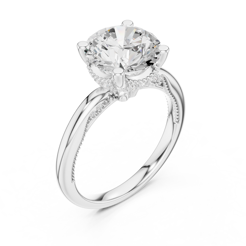 2.50 CT Round Brilliant Cathedral Diamond Engagement Ring with Hidden Pavé Gallery