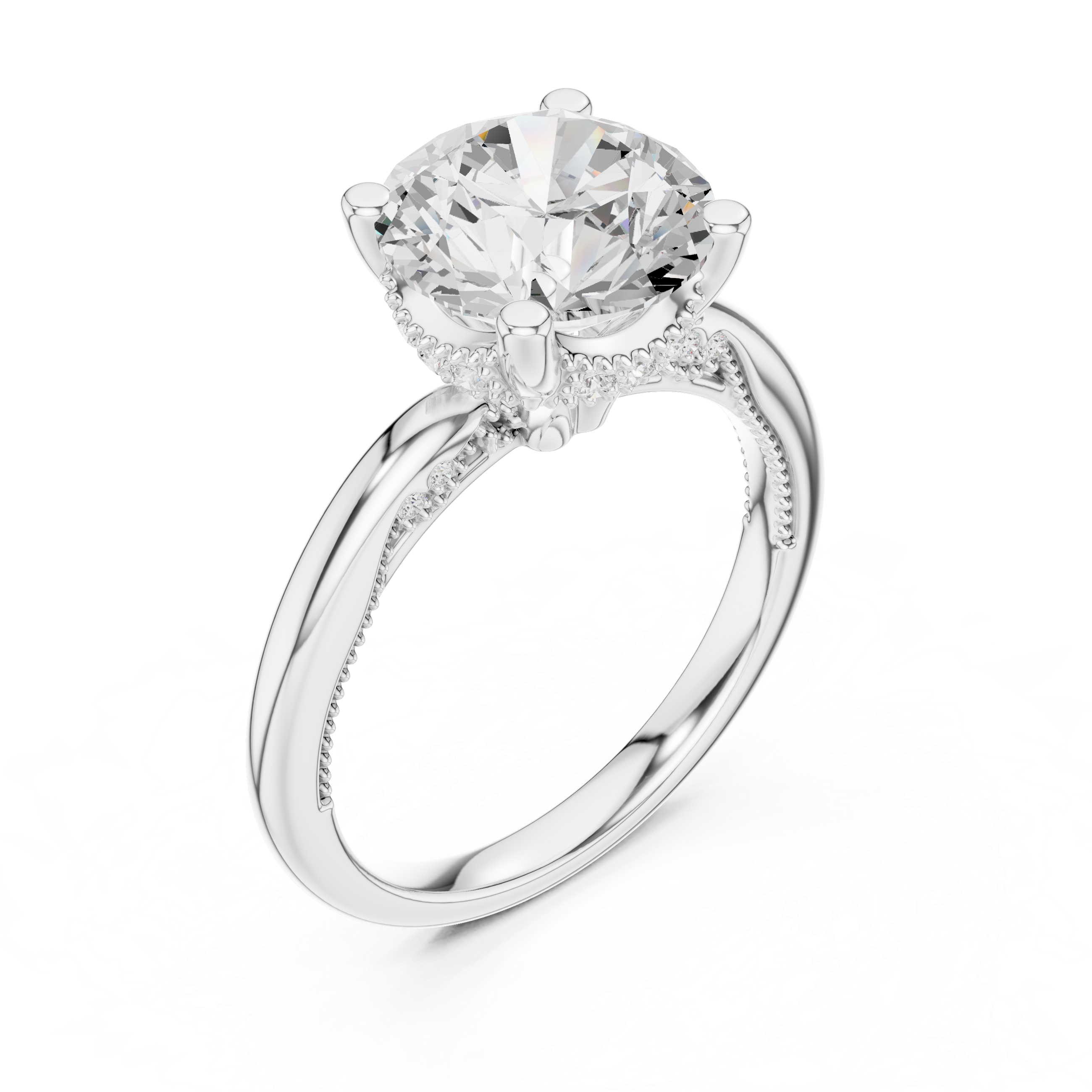 2.50 CT Round Brilliant Cathedral Diamond Engagement Ring with Hidden Pavé Gallery