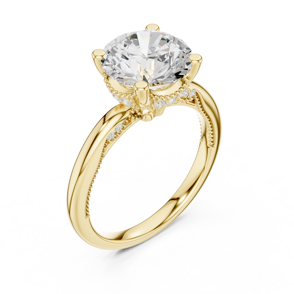 2.50 CT Round Brilliant Cathedral Diamond Engagement Ring with Hidden Pavé Gallery