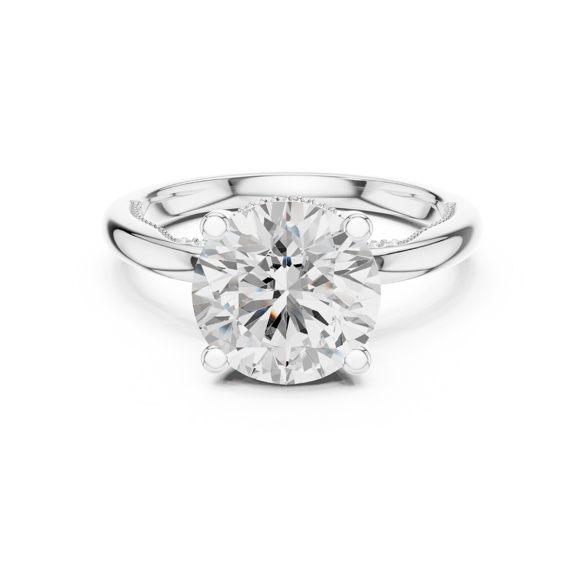 Round Brilliant Cathedral Diamond Engagement Ring with Hidden Pavé Gallery — Jewelix Atelier