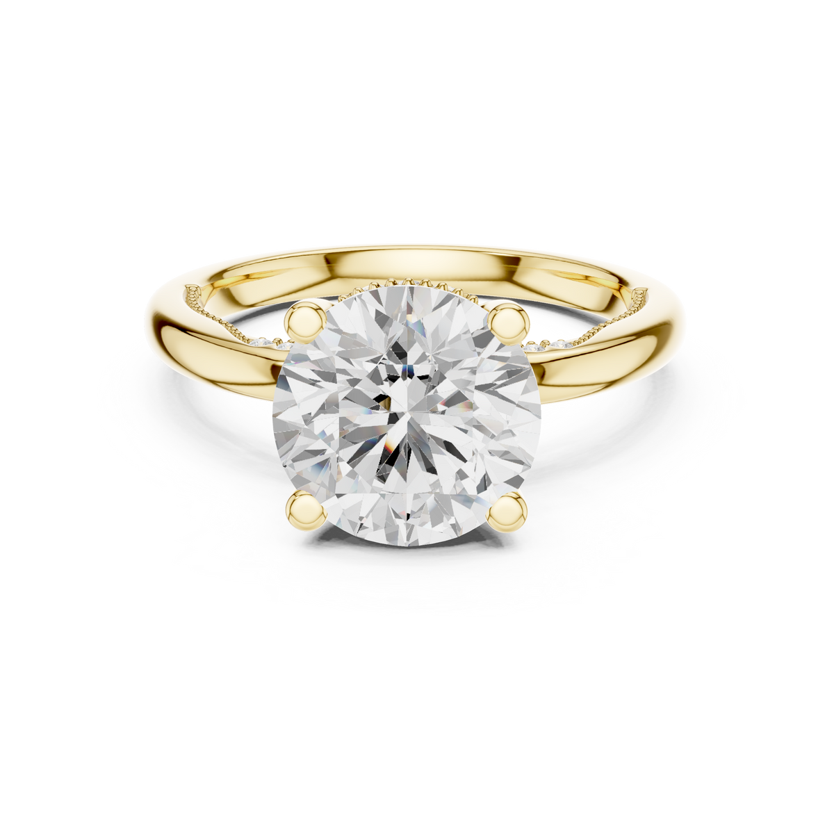 Round Brilliant Cathedral Diamond Engagement Ring with Hidden Pavé – view 9 of 12, lab grown diamond ring | Jewelix Atelier