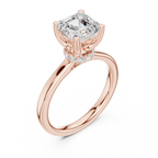 1.50 CT Asscher Cut Solitaire Diamond Engagement Ring with Hidden Halo Basket