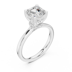 1.50 CT Asscher Cut Solitaire Diamond Engagement Ring with Hidden Halo Basket