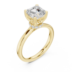 1.50 CT Asscher Cut Solitaire Diamond Engagement Ring with Hidden Halo Basket
