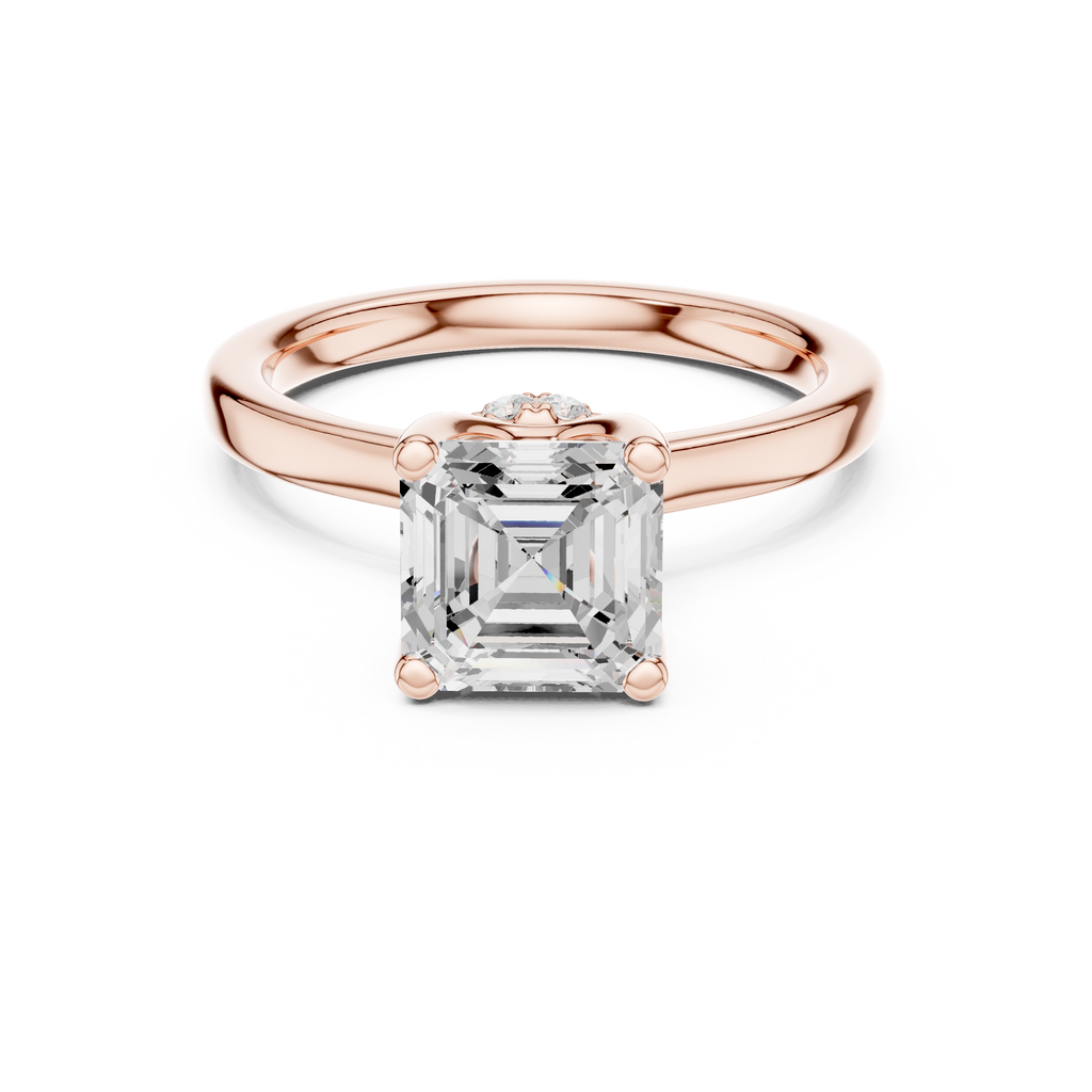 1.50 CT Asscher Cut Solitaire Diamond Engagement Ring with Hidden Halo Basket