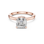 1.50 CT Asscher Cut Solitaire Diamond Engagement Ring with Hidden Halo Basket