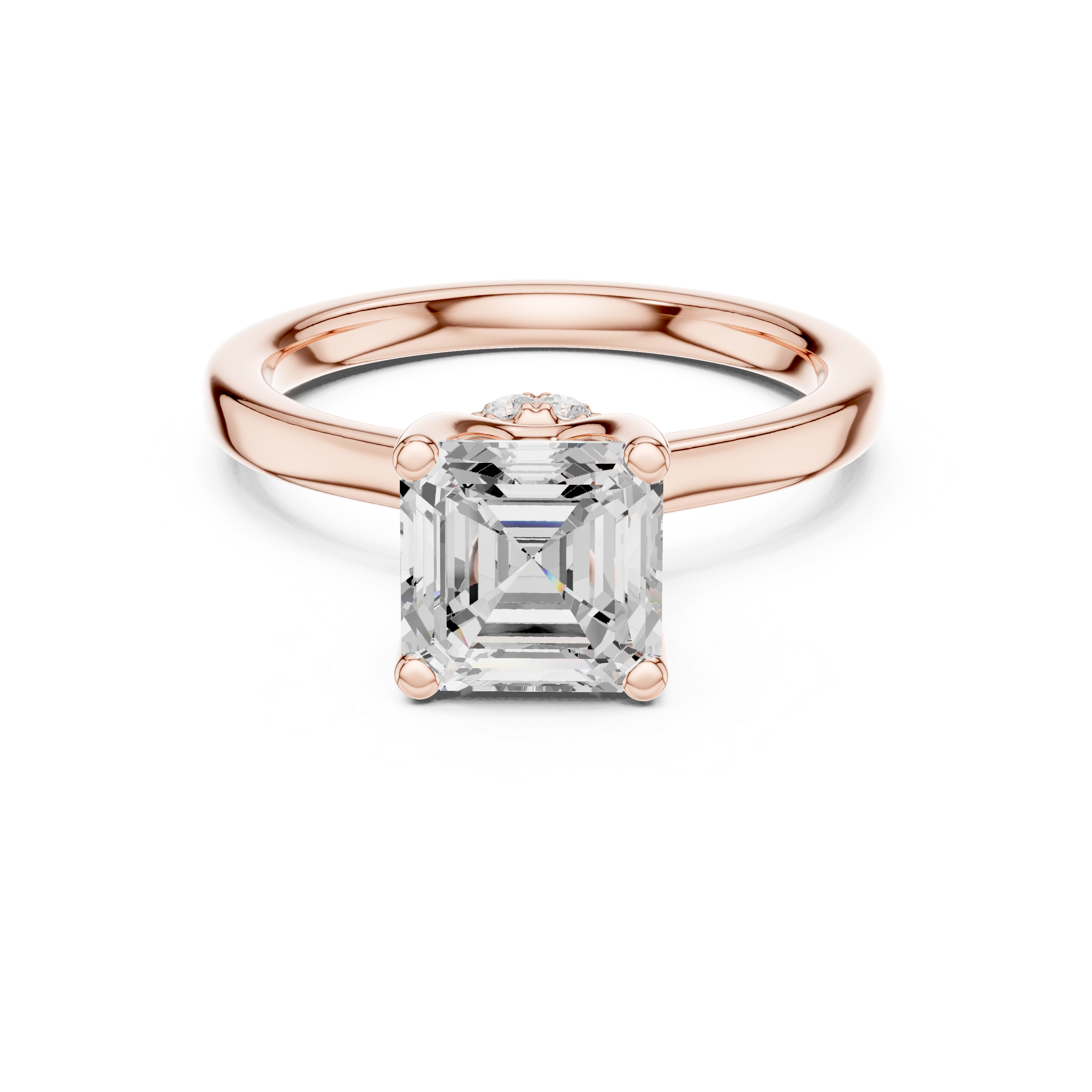 1.50 CT Asscher Cut Solitaire Diamond Engagement Ring with Hidden Halo Basket