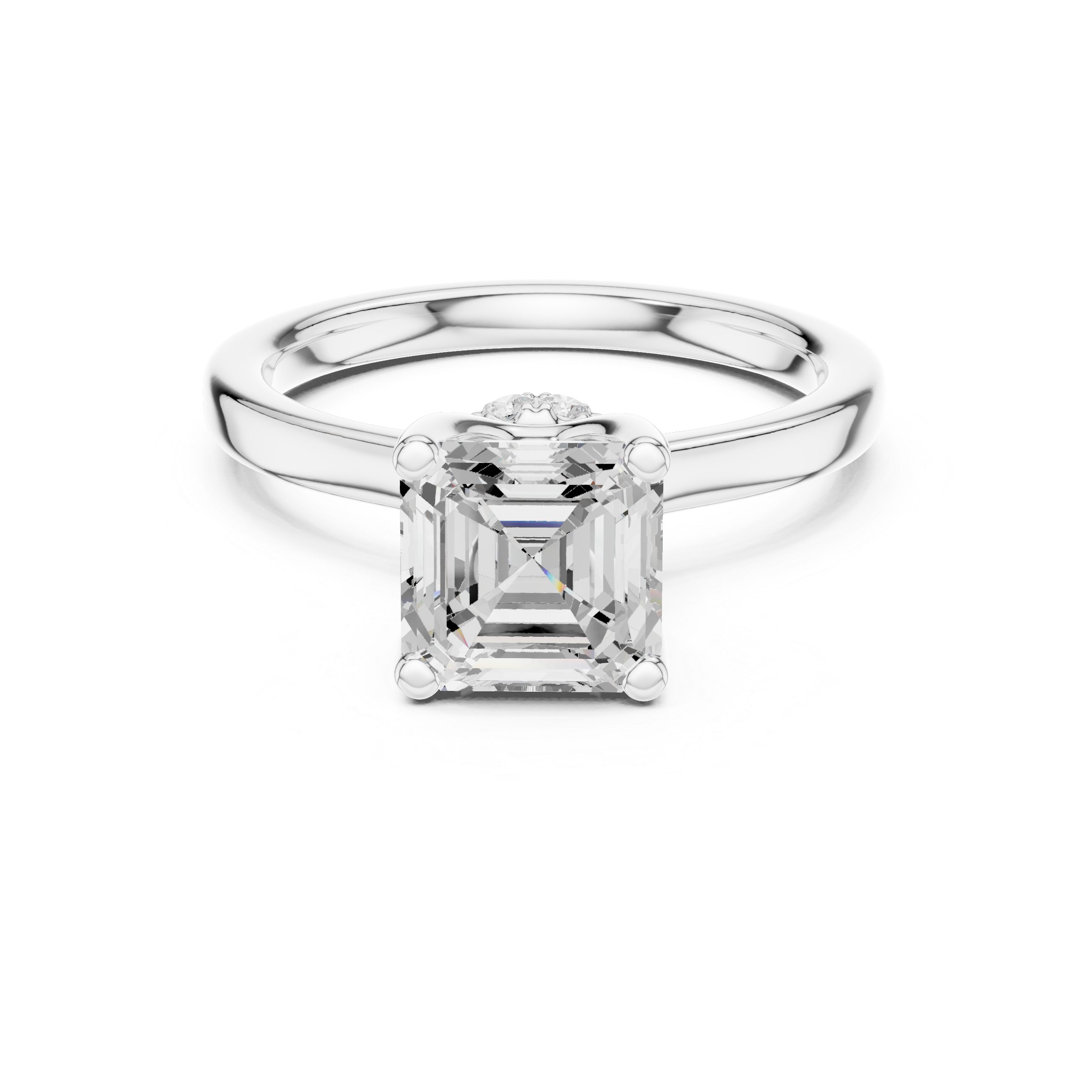 1.50 CT Asscher Cut Solitaire Diamond Engagement Ring with Hidden Halo Basket
