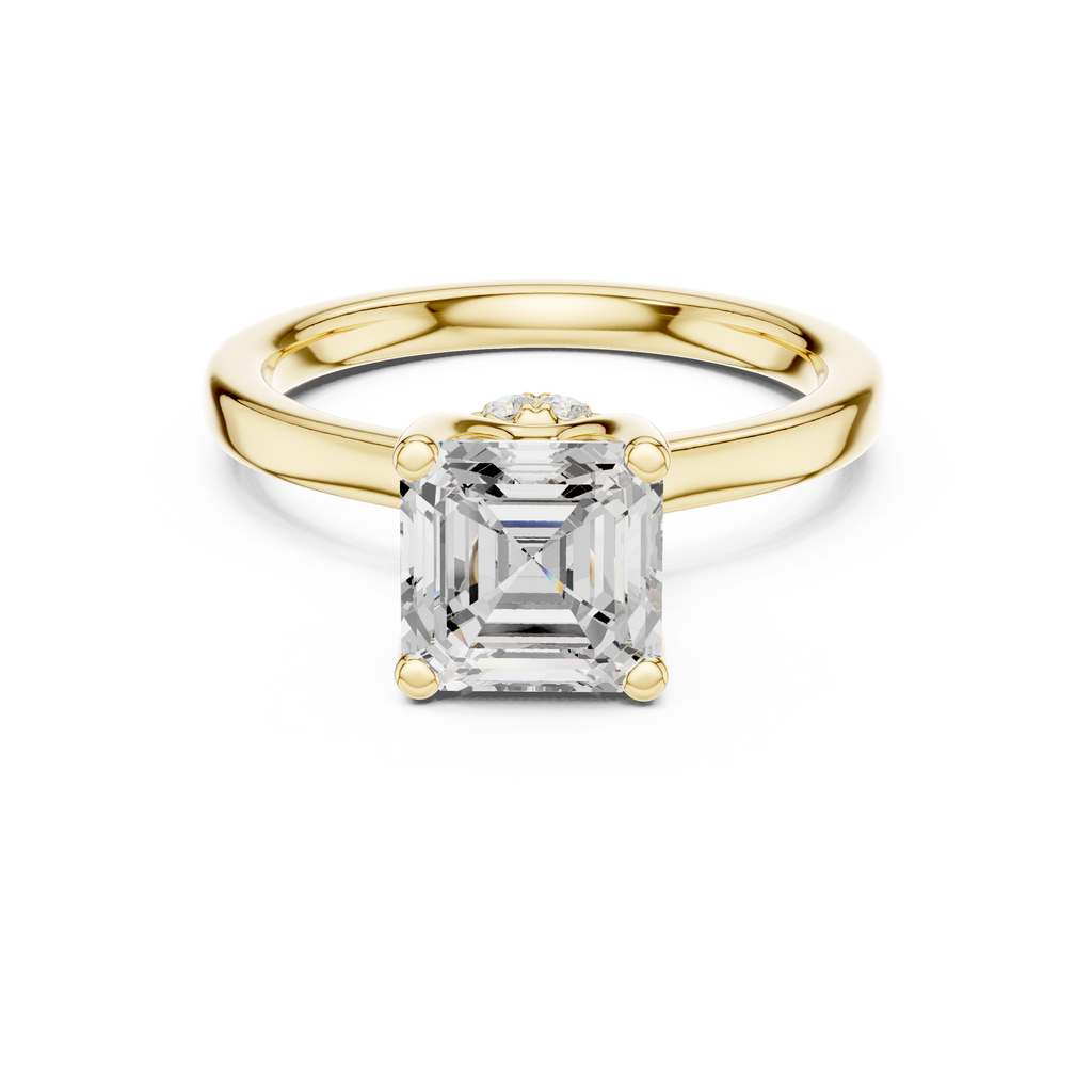 1.50 CT Asscher Cut Solitaire Diamond Engagement Ring with Hidden Halo Basket