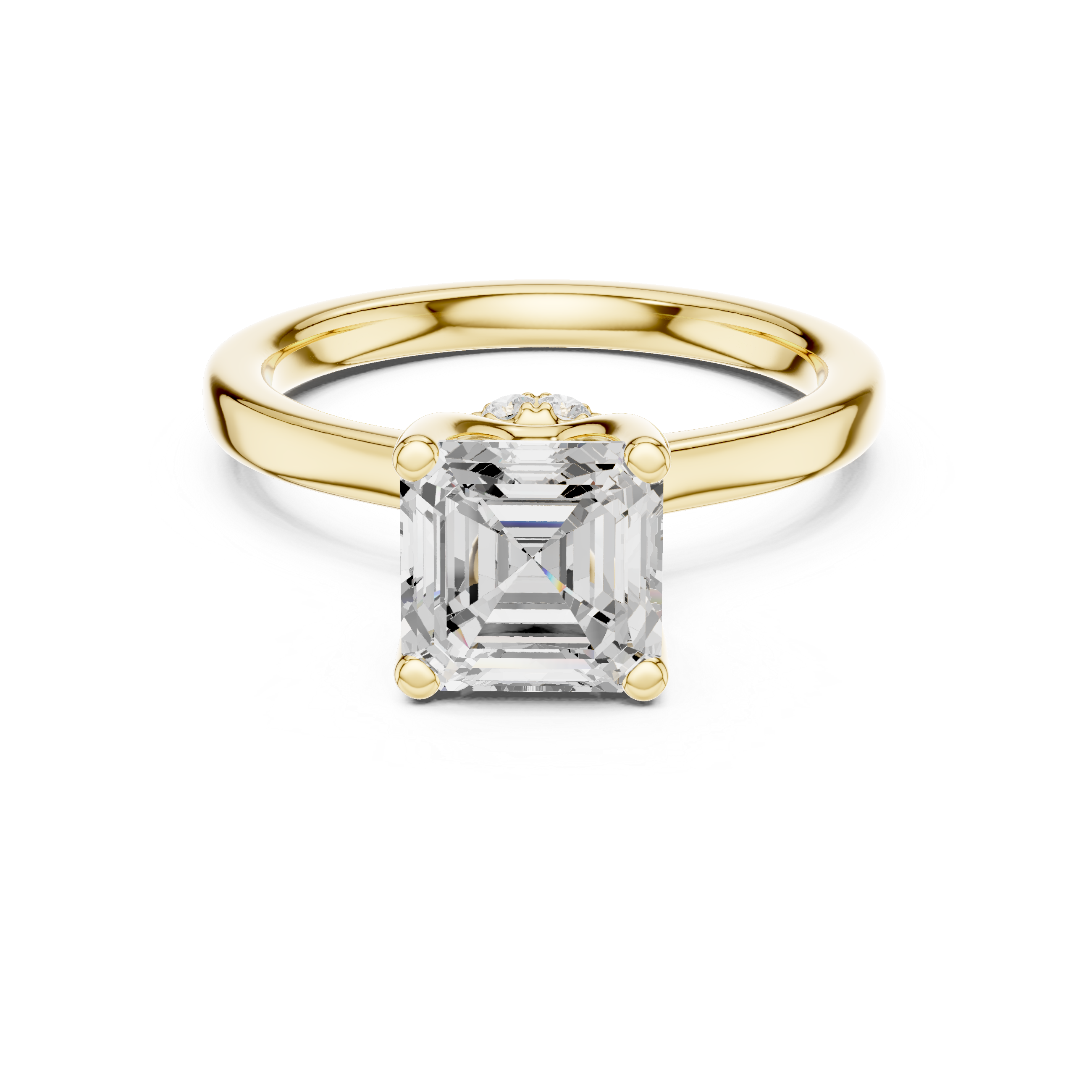 1.50 CT Asscher Cut Solitaire Diamond Engagement Ring with Hidden Halo Basket