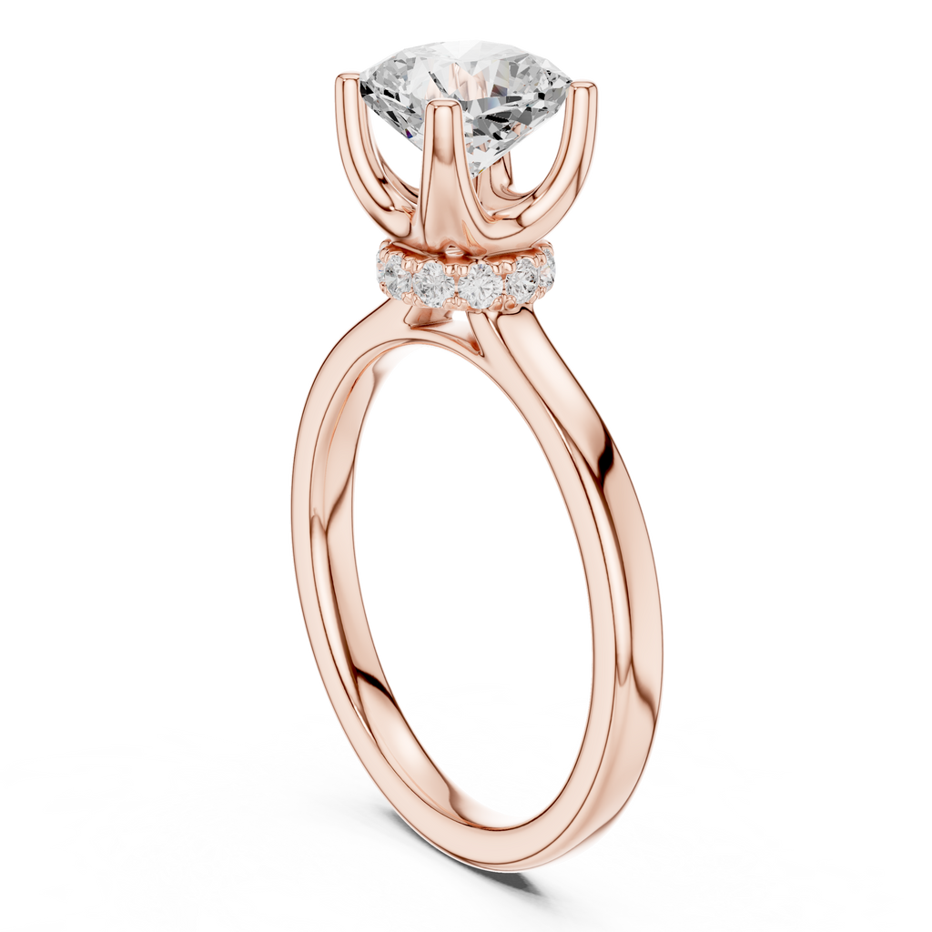 1.50 CT Cushion Cut Solitaire Diamond Engagement Ring with Hidden Halo Basket