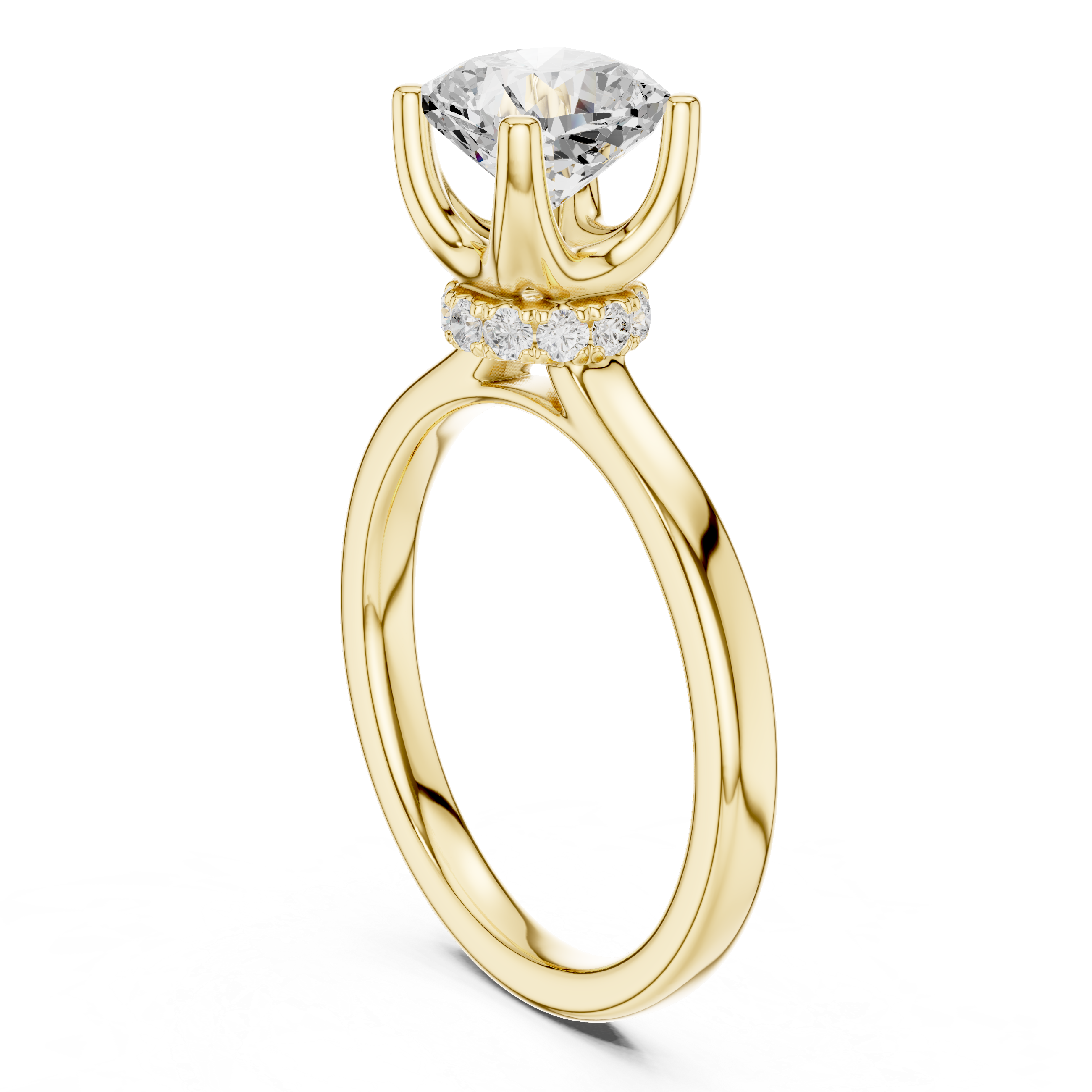 1.50 CT Cushion Cut Solitaire Diamond Engagement Ring with Hidden Halo Basket