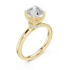 1.50 CT Cushion Cut Solitaire Diamond Engagement Ring with Hidden Halo Basket