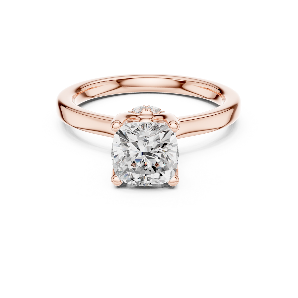1.50 CT Cushion Cut Solitaire Diamond Engagement Ring with Hidden Halo Basket