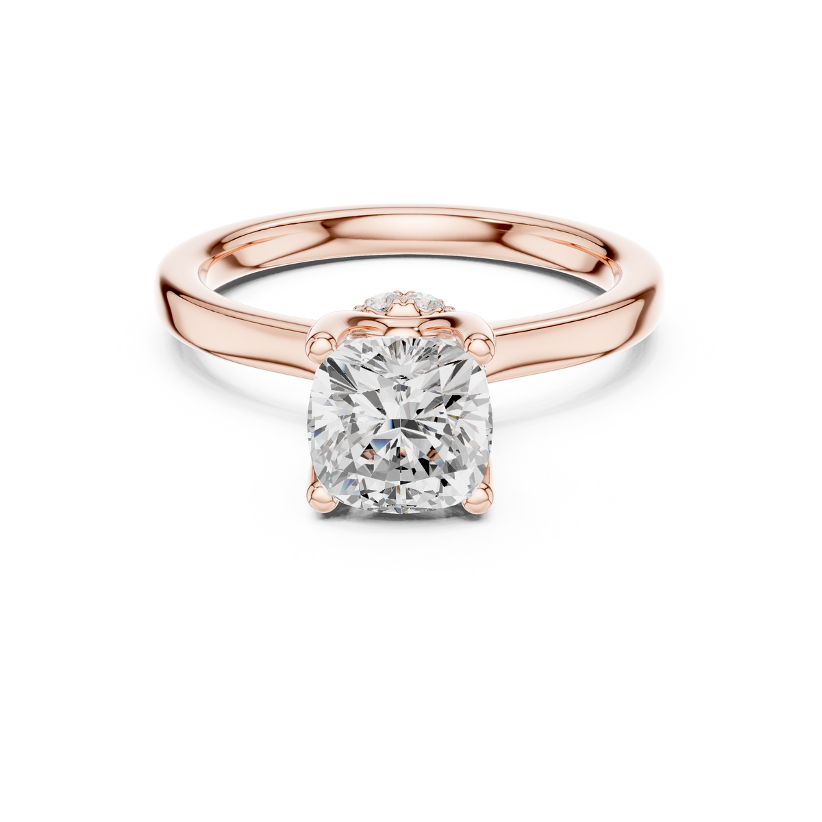 Cushion Cut Solitaire Diamond Engagement Ring with Hidden Halo – view 5 of 12, lab grown diamond ring | Jewelix Atelier