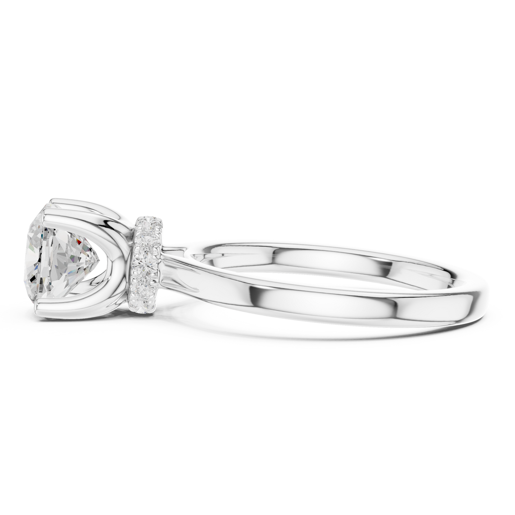 1.50 CT Cushion Cut Solitaire Diamond Engagement Ring with Hidden Halo Basket