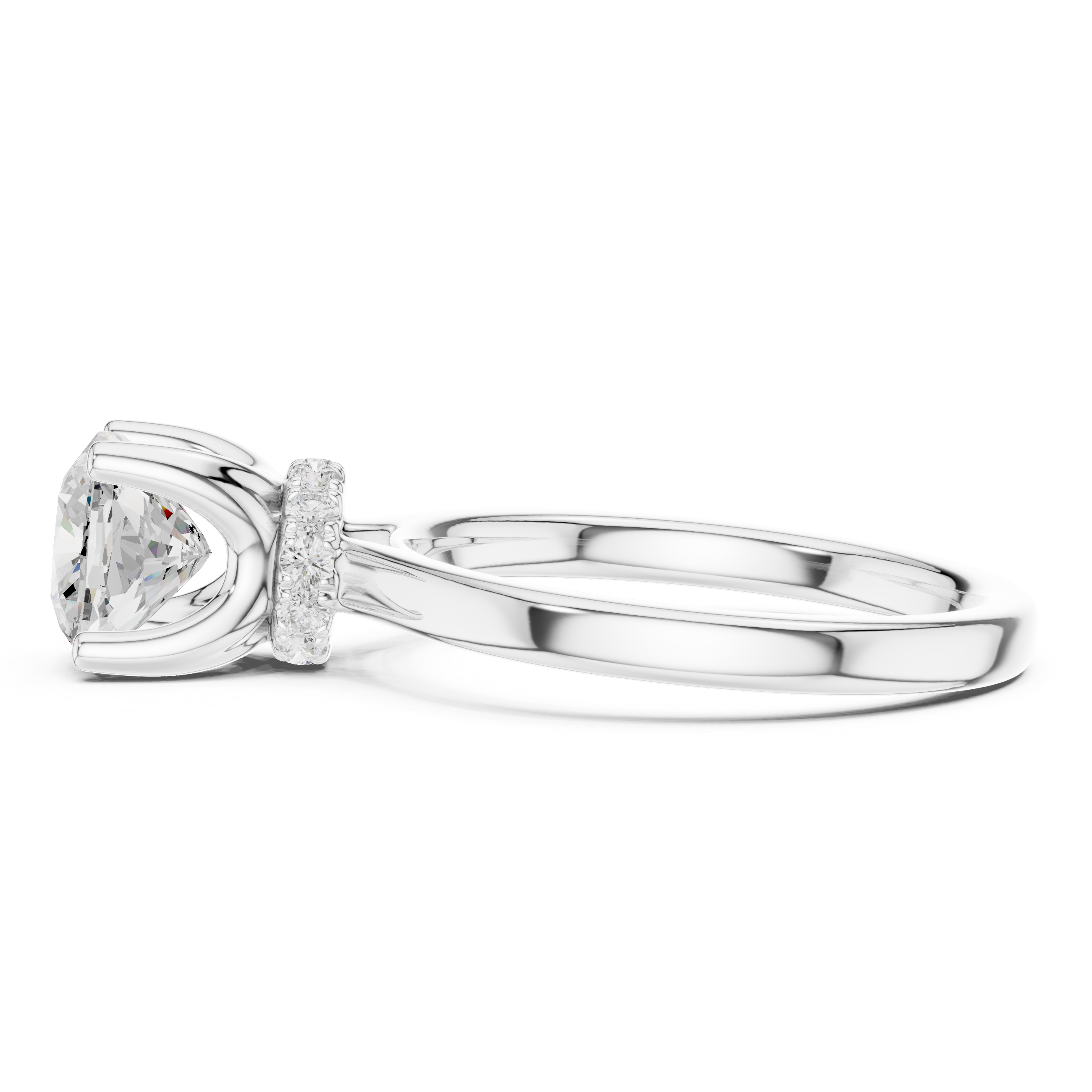 1.50 CT Cushion Cut Solitaire Diamond Engagement Ring with Hidden Halo Basket