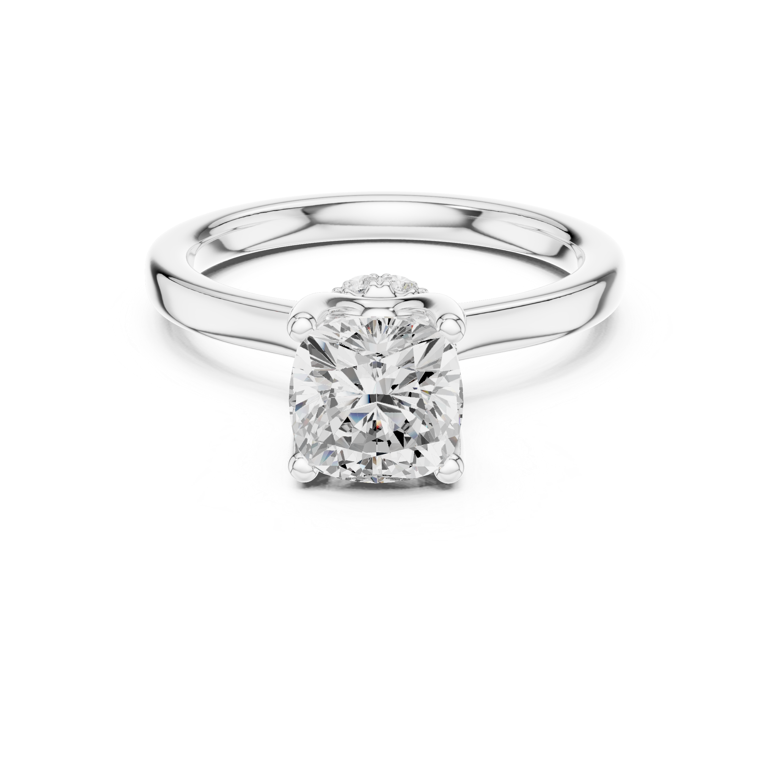 1.50 CT Cushion Cut Solitaire Diamond Engagement Ring with Hidden Halo Basket