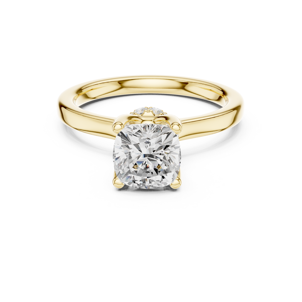 1.50 CT Cushion Cut Solitaire Diamond Engagement Ring with Hidden Halo Basket