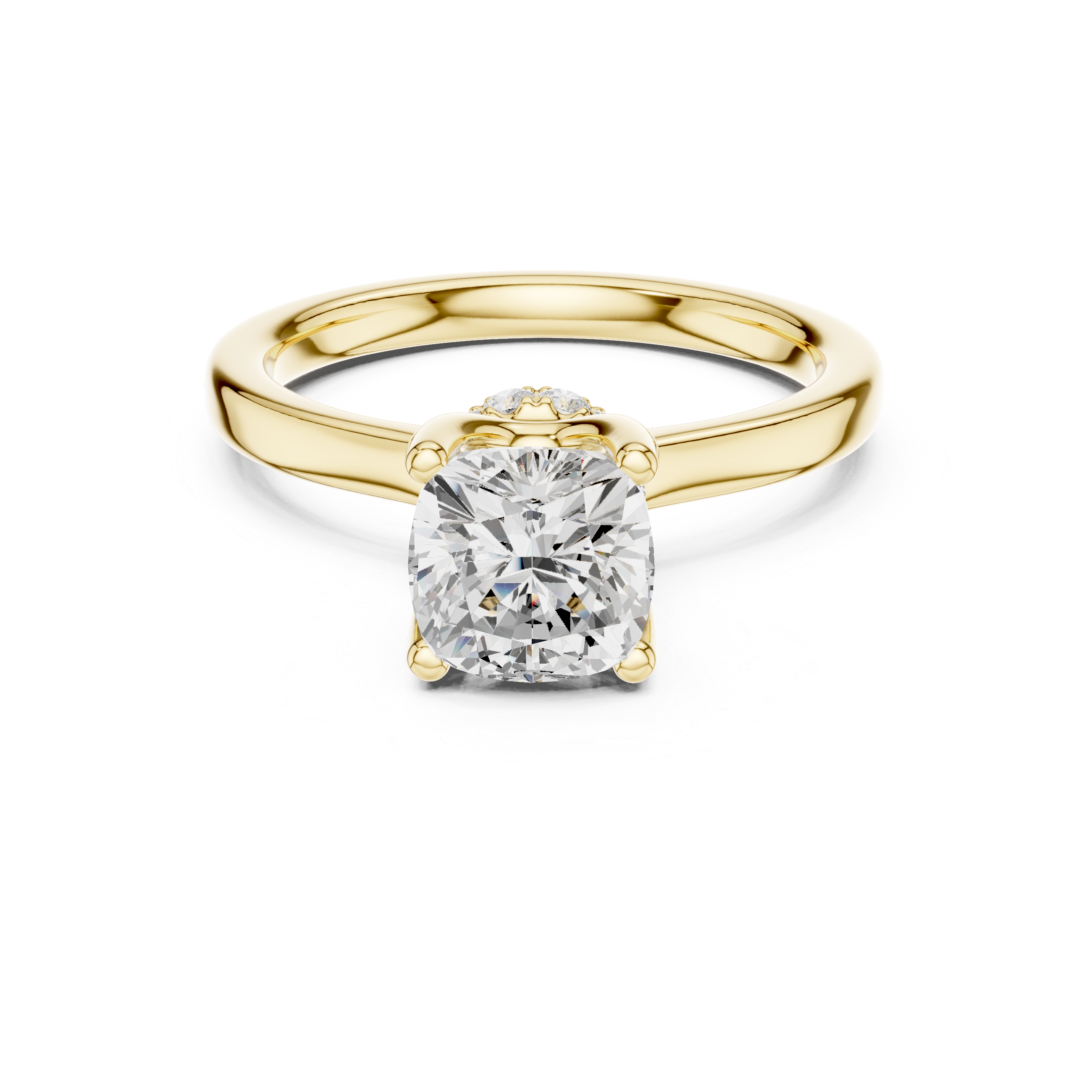 1.50 CT Cushion Cut Solitaire Diamond Engagement Ring with Hidden Halo Basket