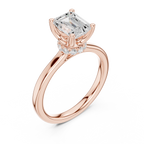 1.50 CT Emerald Cut Solitaire Diamond Engagement Ring with Hidden Halo