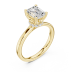1.50 CT Emerald Cut Solitaire Diamond Engagement Ring with Hidden Halo