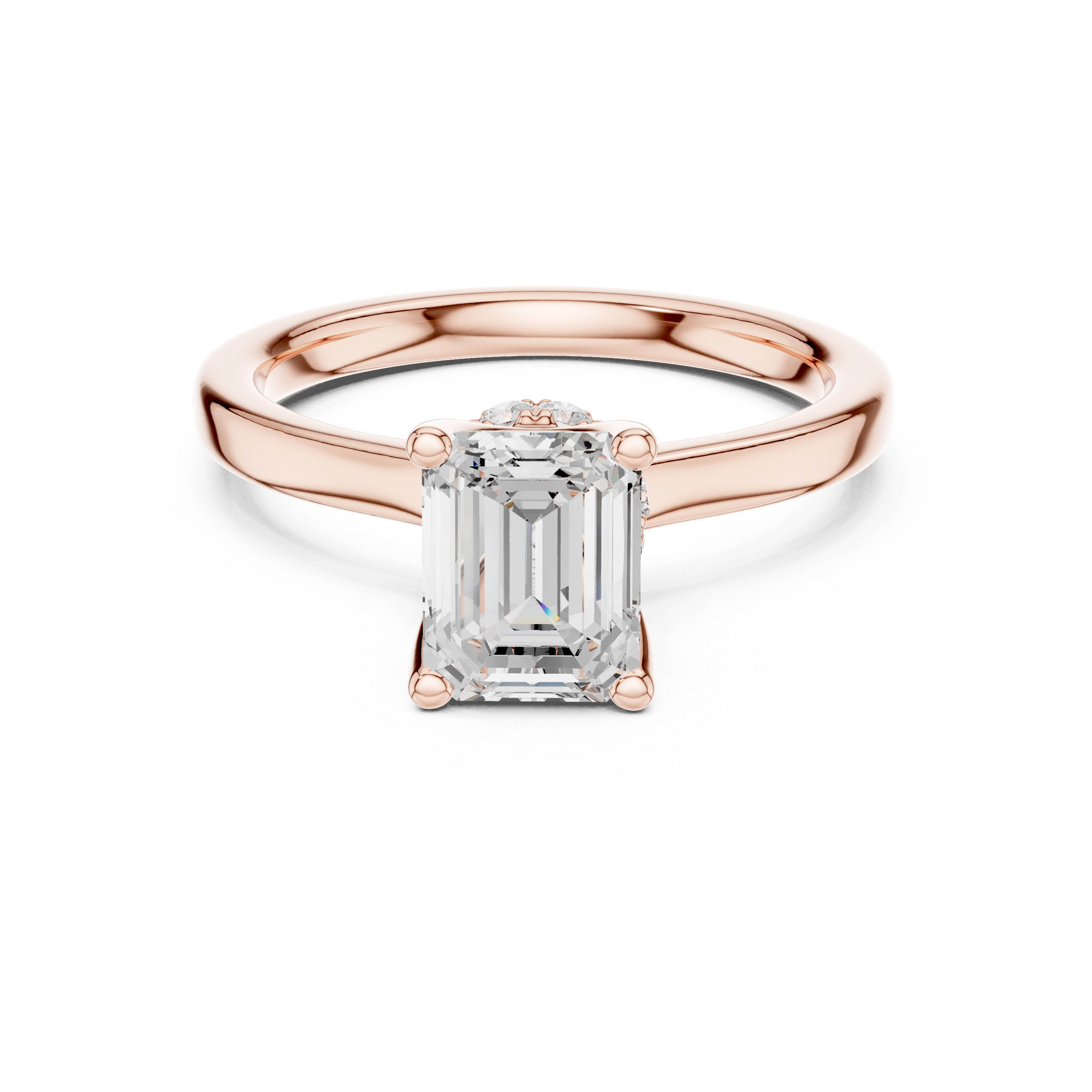1.50 CT Emerald Cut Solitaire Diamond Engagement Ring with Hidden Halo