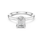 1.50 CT Emerald Cut Solitaire Diamond Engagement Ring with Hidden Halo