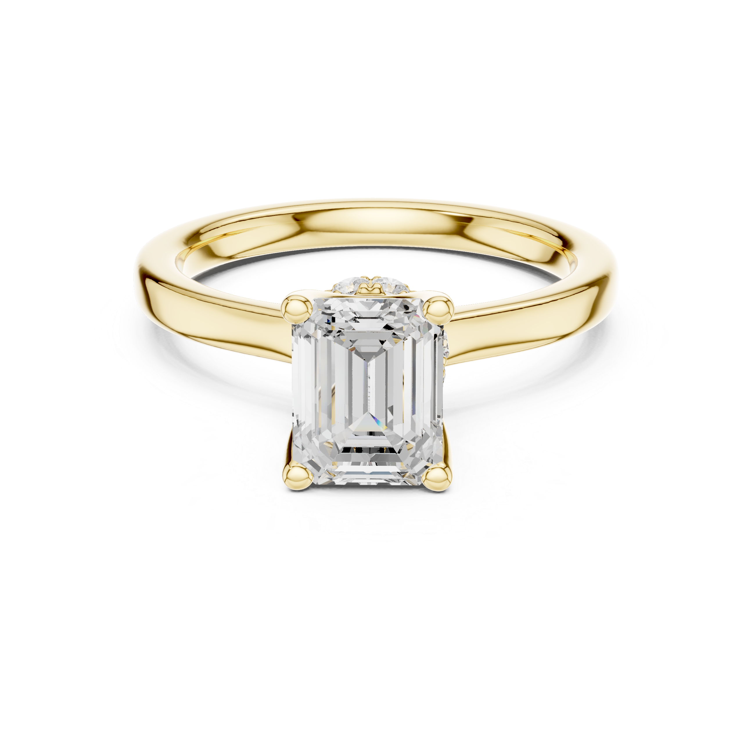 1.50 CT Emerald Cut Solitaire Diamond Engagement Ring with Hidden Halo