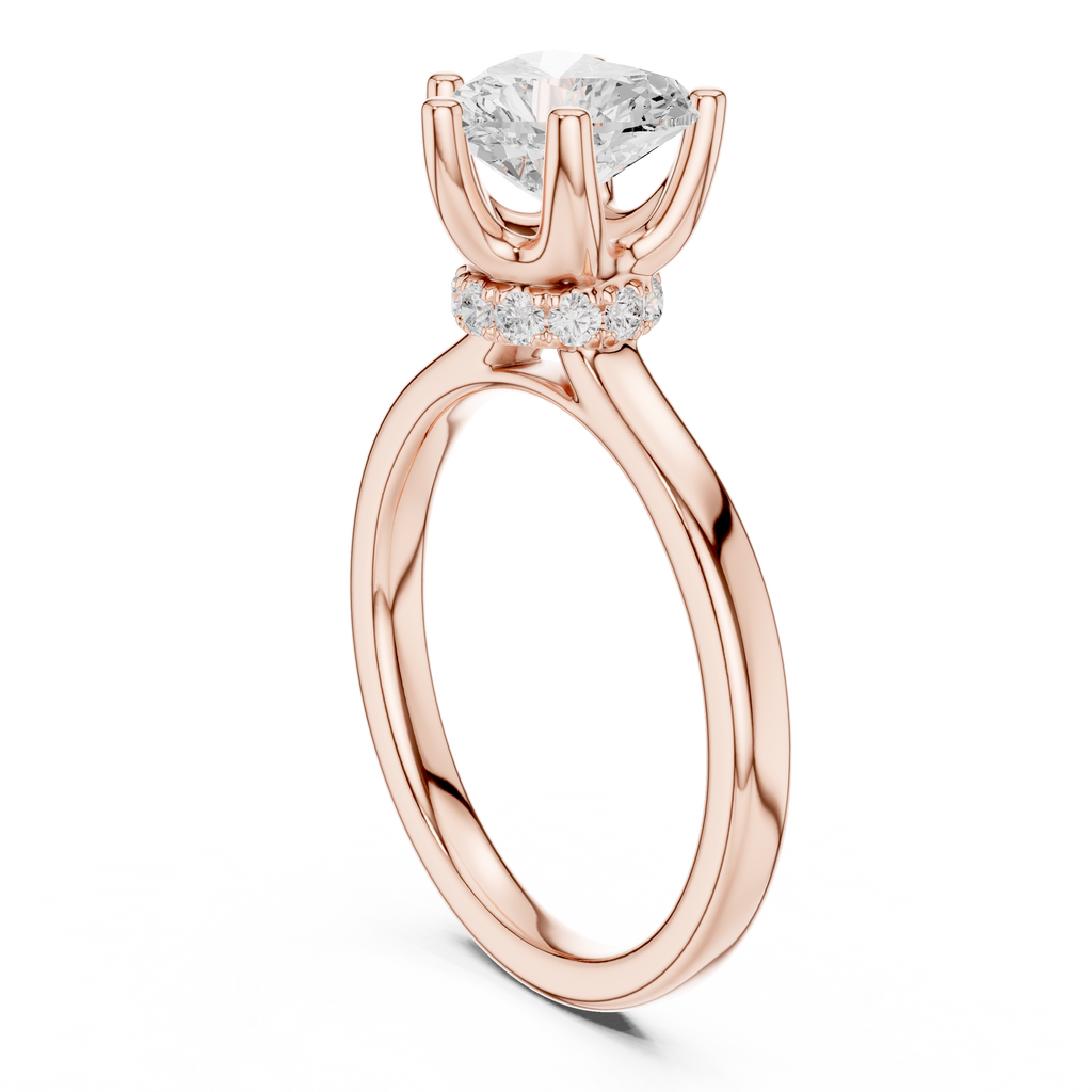 1.50 CT Heart Cut Solitaire Diamond Engagement Ring with Hidden Halo
