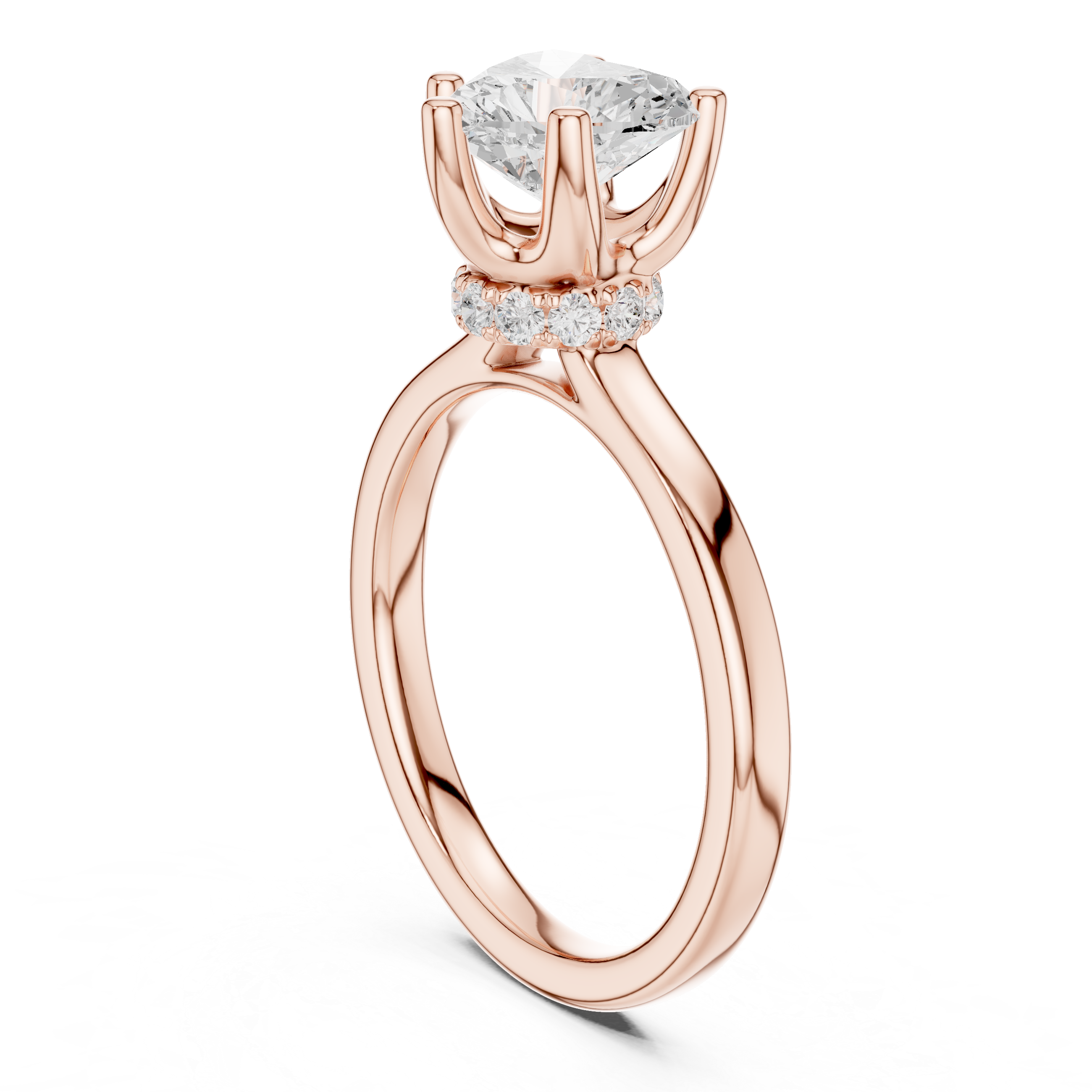 1.50 CT Heart Cut Solitaire Diamond Engagement Ring with Hidden Halo