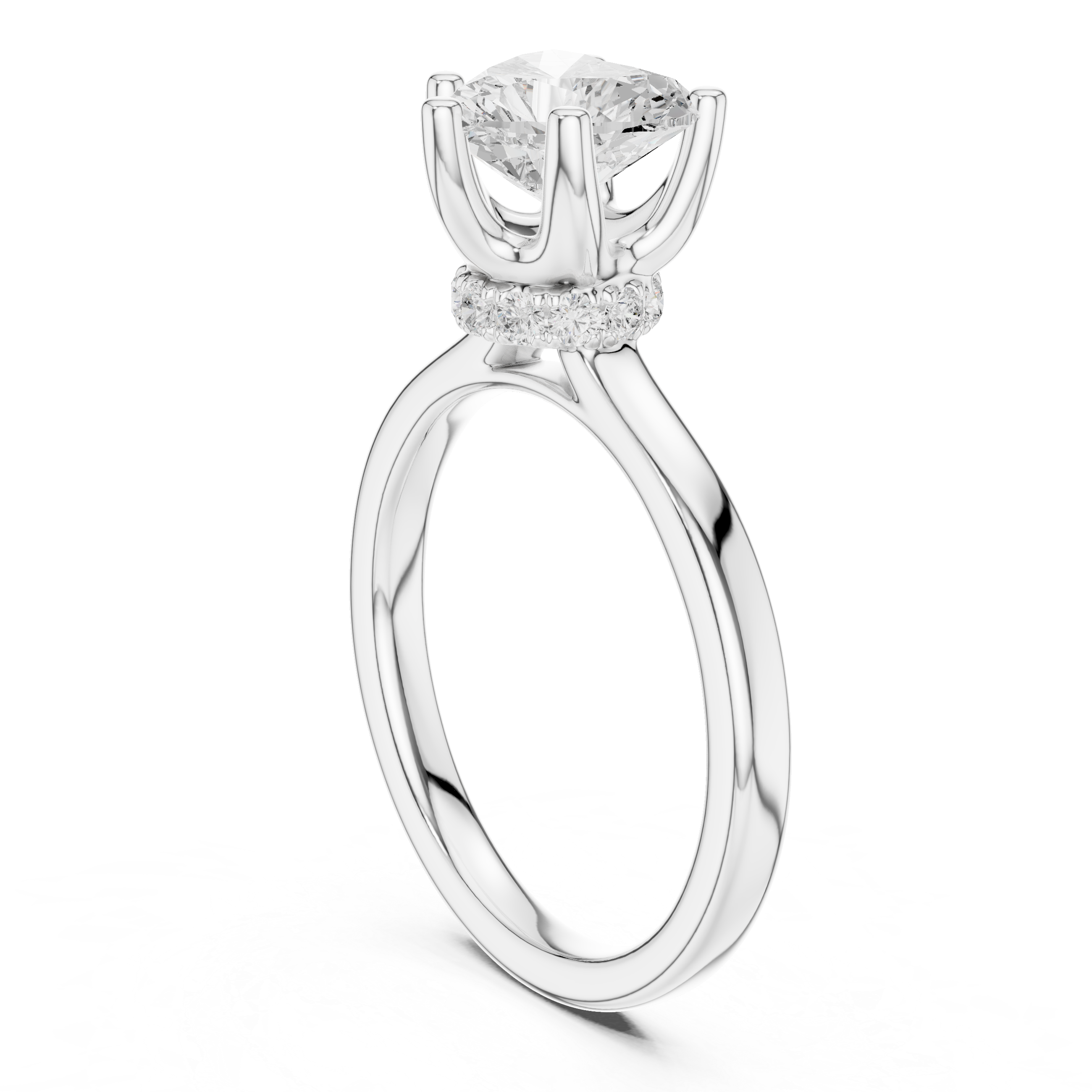 1.50 CT Heart Cut Solitaire Diamond Engagement Ring with Hidden Halo