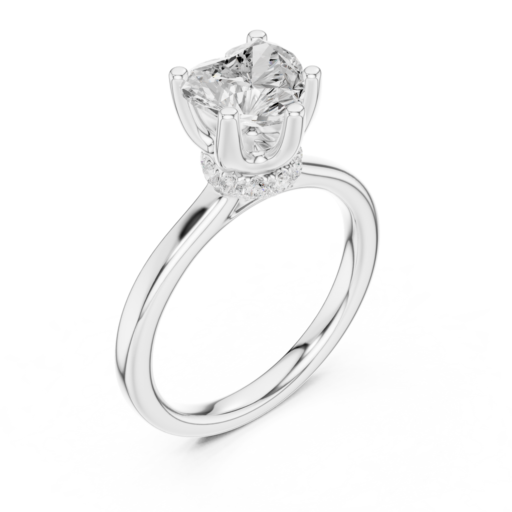1.50 CT Heart Cut Solitaire Diamond Engagement Ring with Hidden Halo