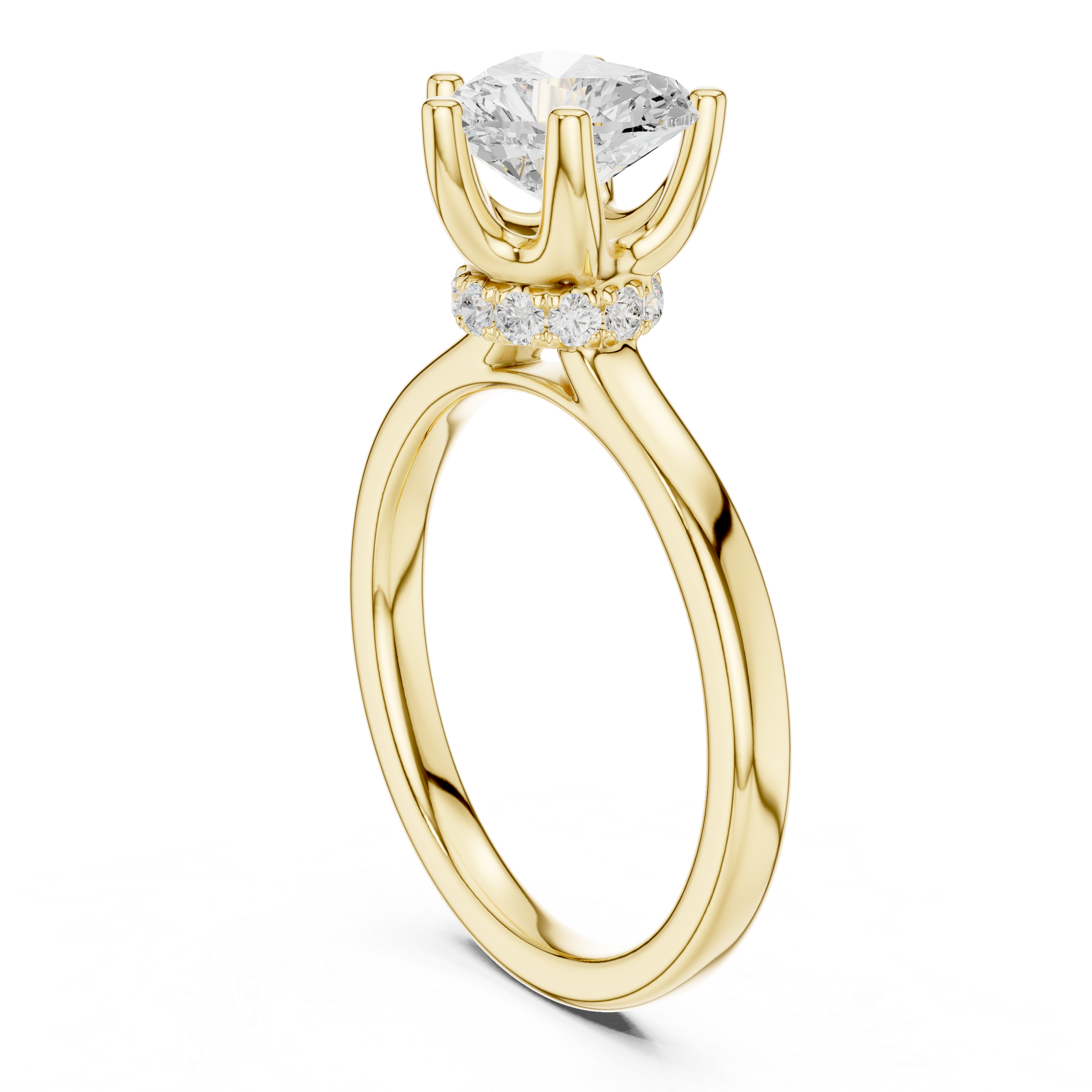1.50 CT Heart Cut Solitaire Diamond Engagement Ring with Hidden Halo