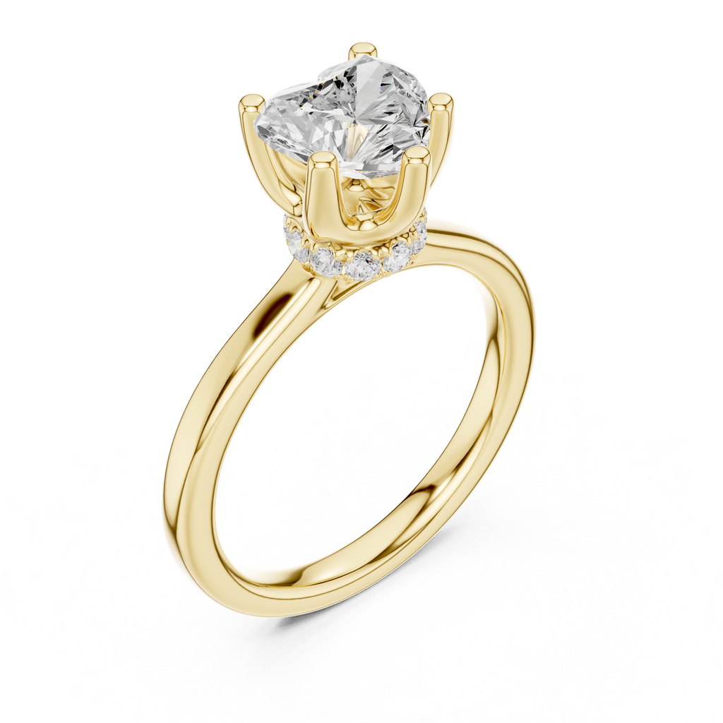 1.50 CT Heart Cut Solitaire Diamond Engagement Ring with Hidden Halo