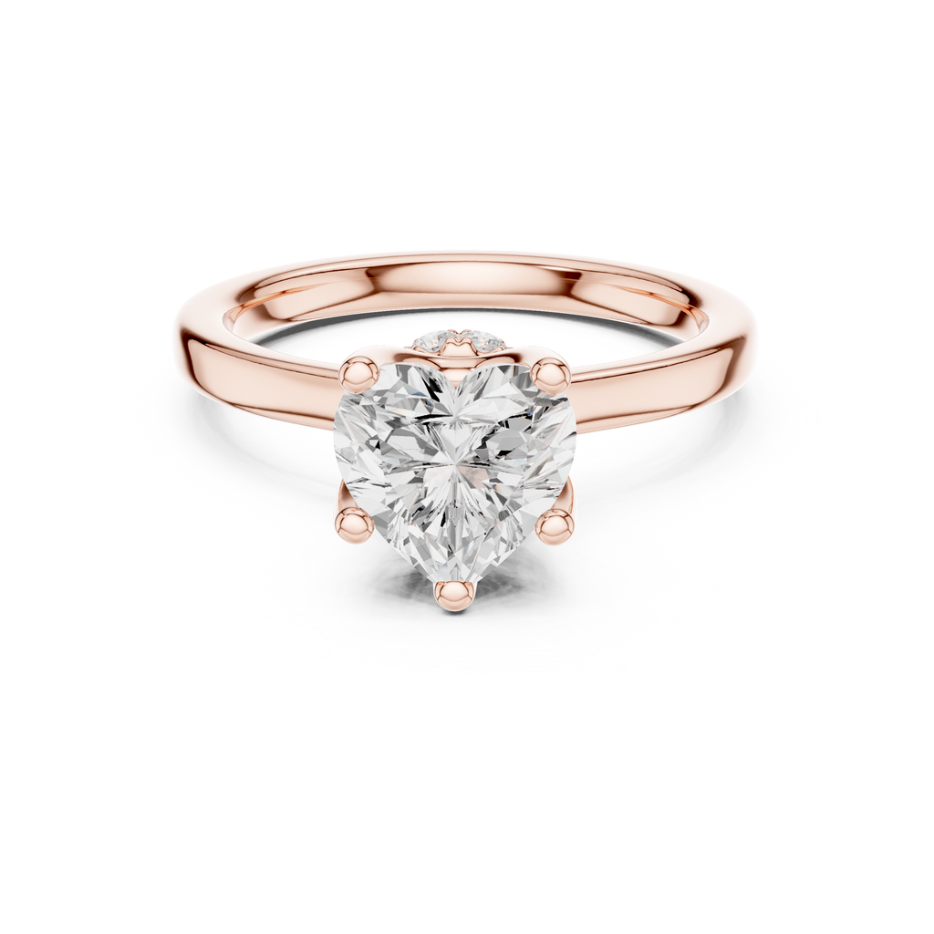 1.50 CT Heart Cut Solitaire Diamond Engagement Ring with Hidden Halo