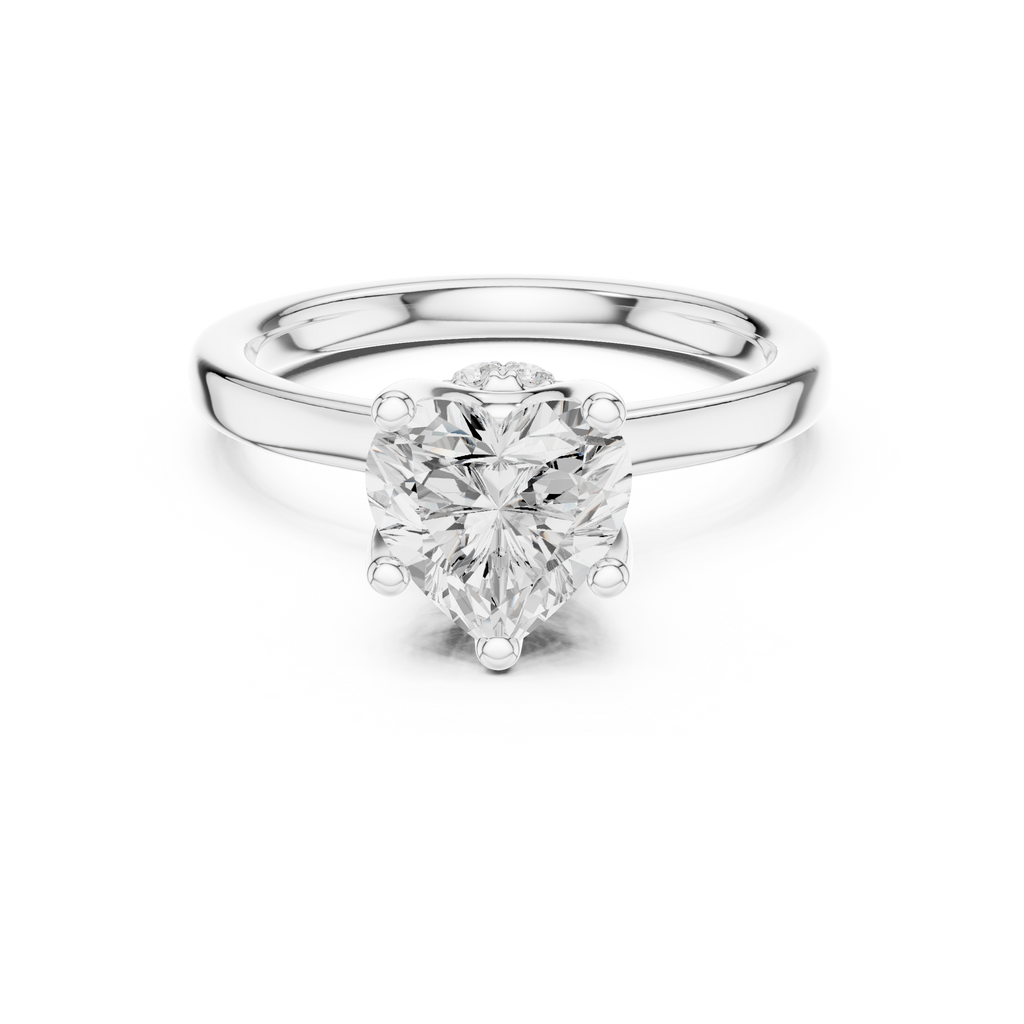 1.50 CT Heart Cut Solitaire Diamond Engagement Ring with Hidden Halo