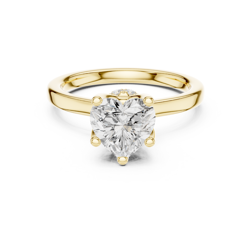1.50 CT Heart Cut Solitaire Diamond Engagement Ring with Hidden Halo
