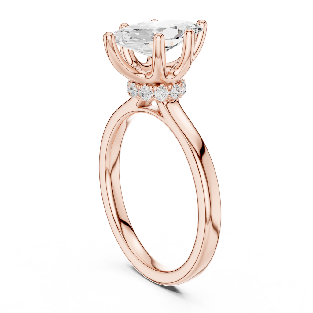 1.50 CT Marquise Cut Solitaire Diamond Engagement Ring with Hidden Halo