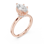 1.50 CT Marquise Cut Solitaire Diamond Engagement Ring with Hidden Halo