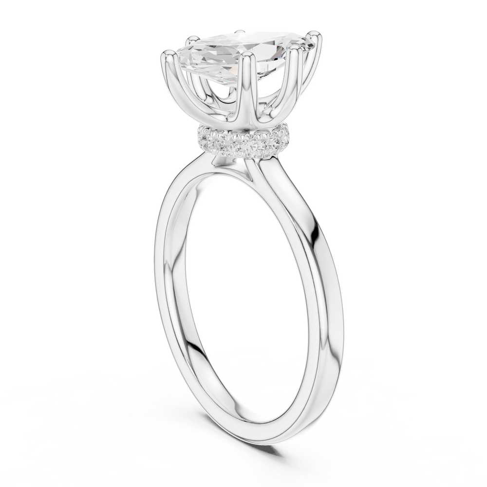 1.50 CT Marquise Cut Solitaire Diamond Engagement Ring with Hidden Halo