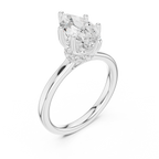 1.50 CT Marquise Cut Solitaire Diamond Engagement Ring with Hidden Halo